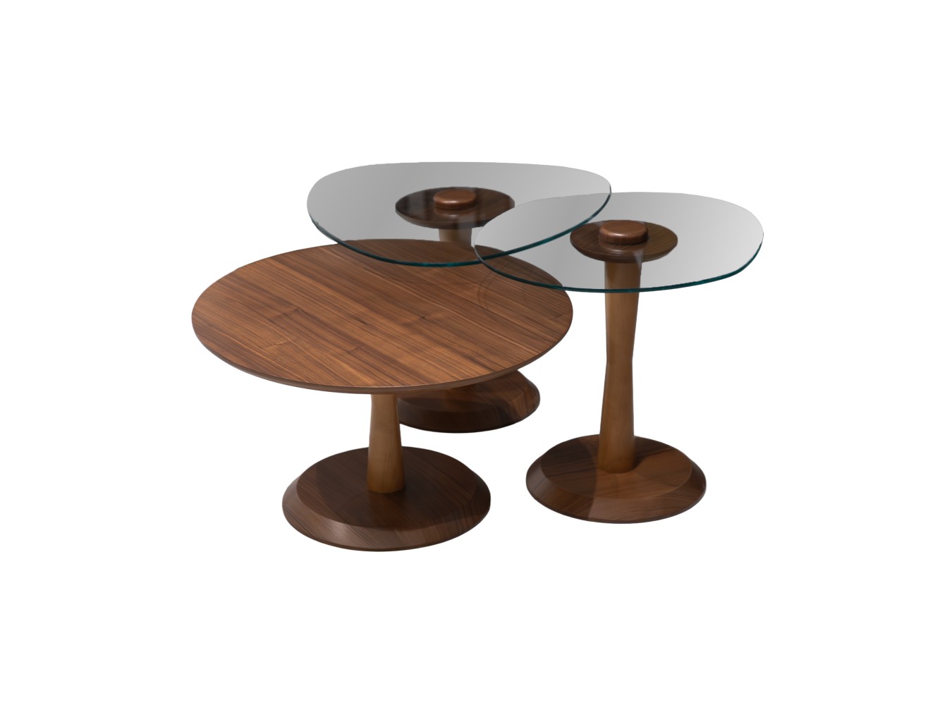 687 Walnut  Set Of 3