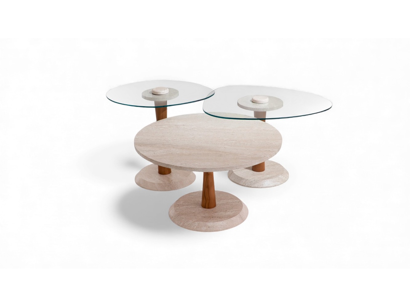 687 Walnut Travertine Set Of 3