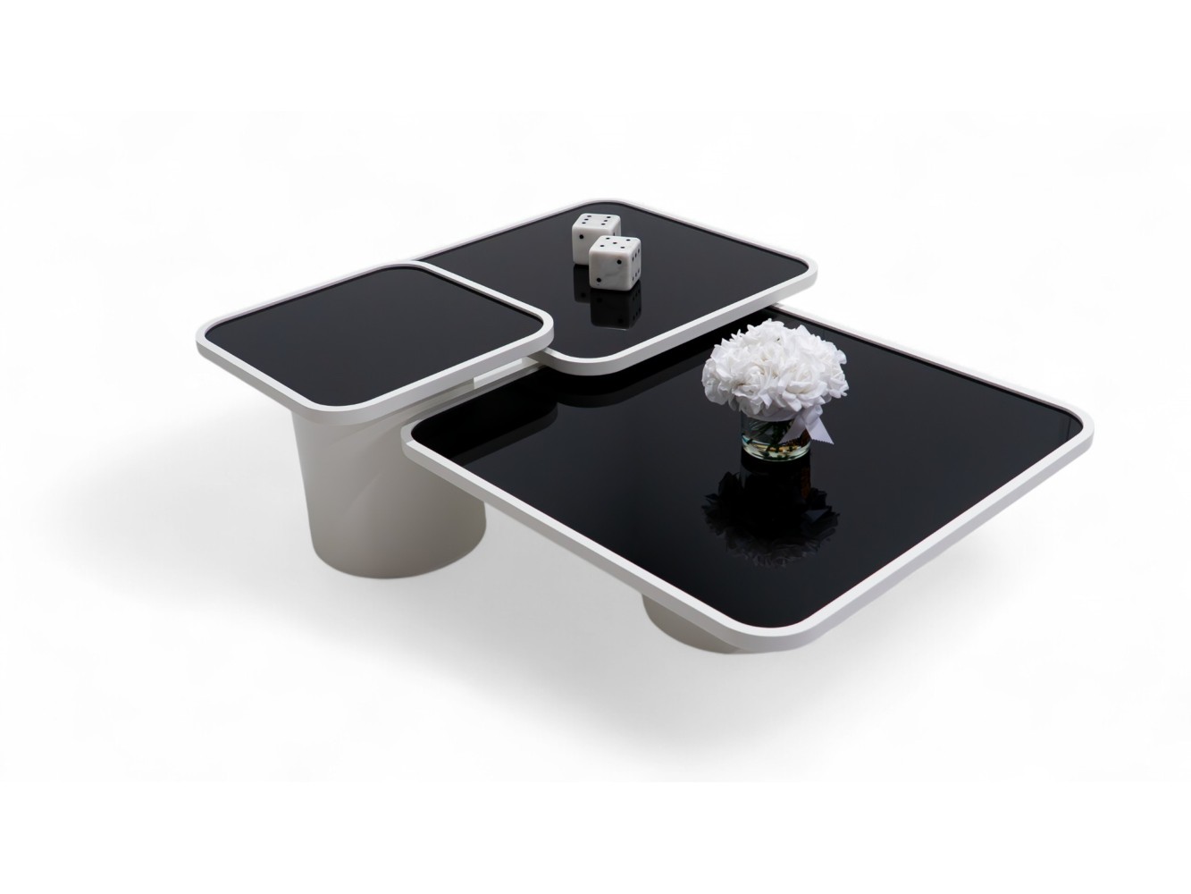 957 Moonstone Black Glass Set Of 3