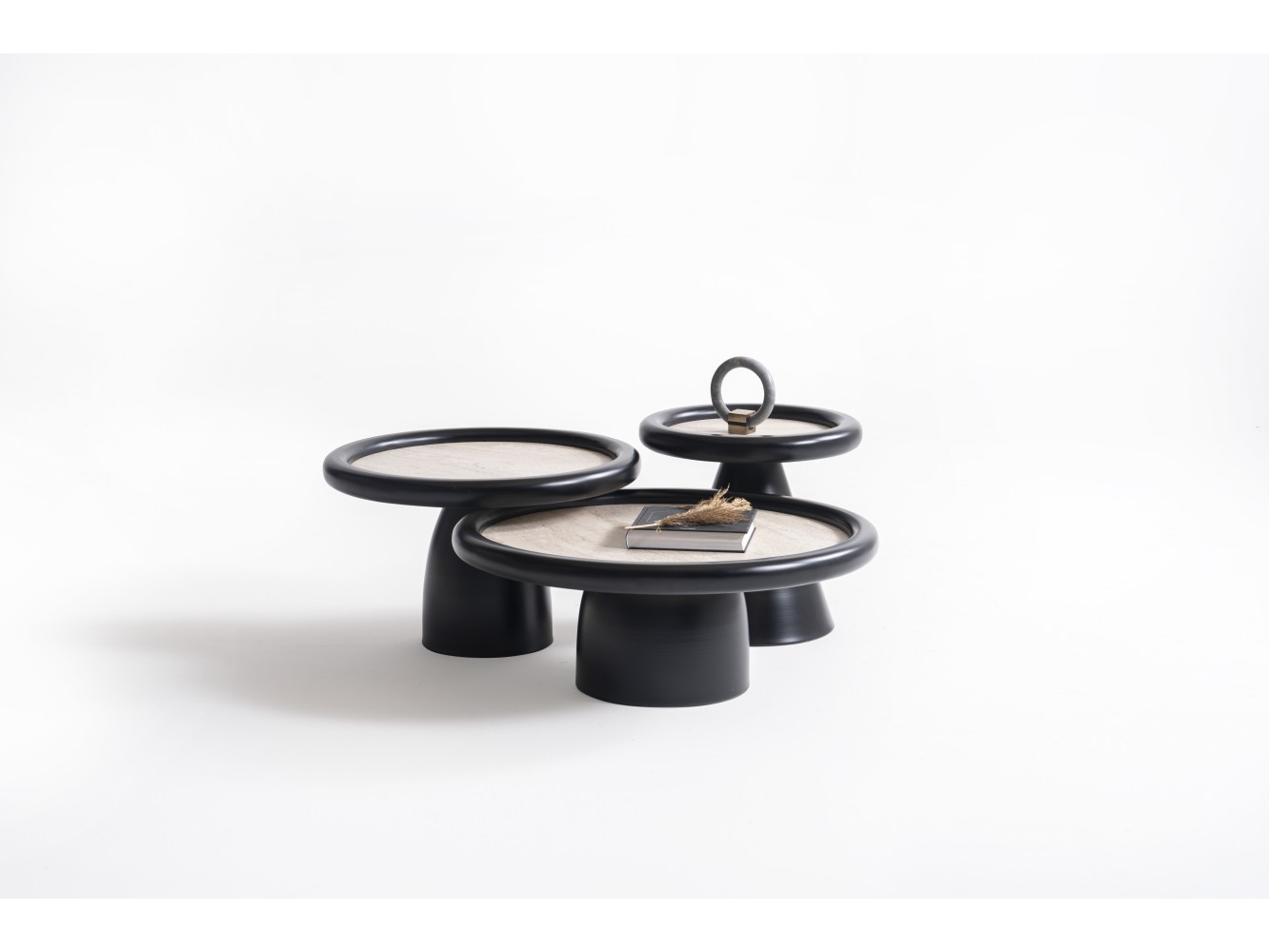 950 Travertine Black Set Of 3