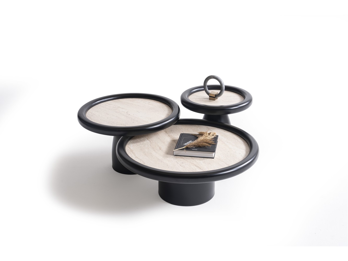 950 Travertine Black Set Of 3