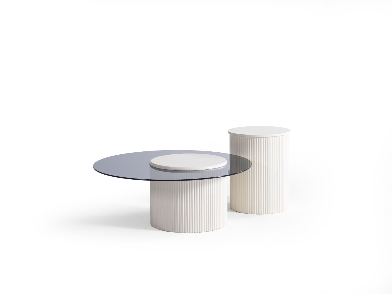 023 - 024 Cream Smoked Glass Set Of 2