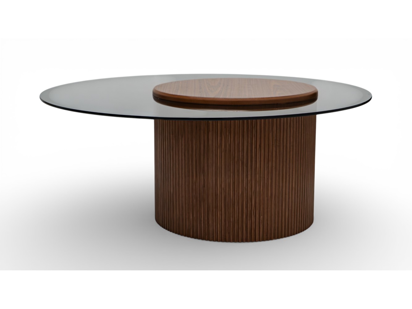 023 - 024 Walnut Smoked Glass Set Of 2