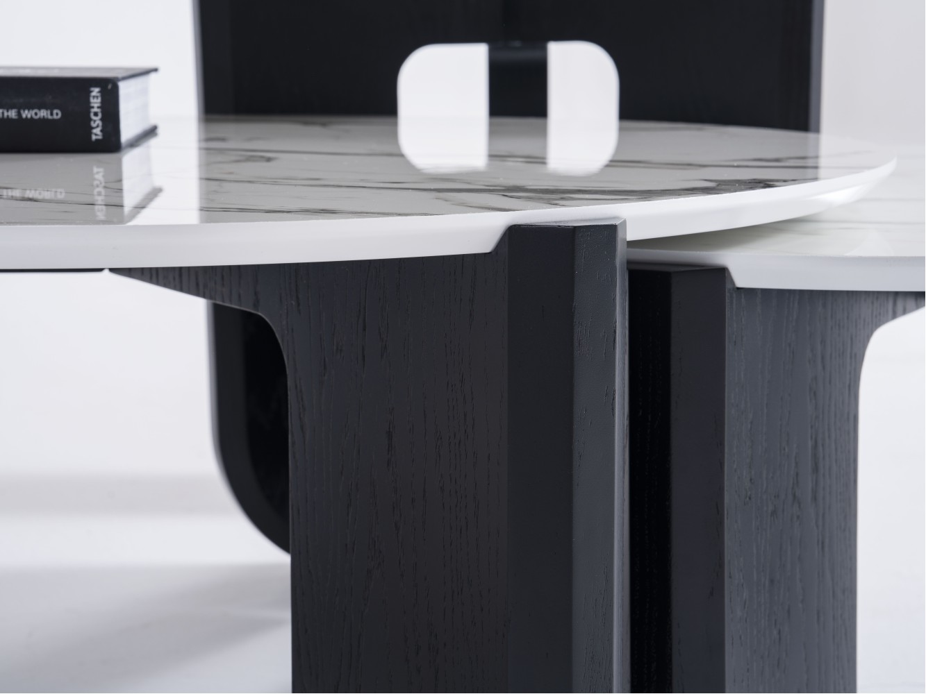 720 Black Oak White Marble Set Of 3