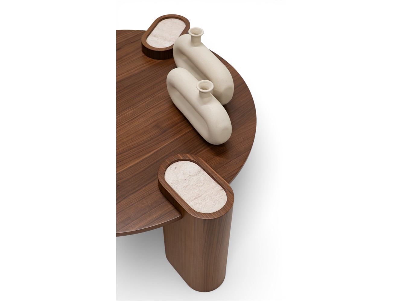 695 - 696 Walnut Travertine Set Of 2