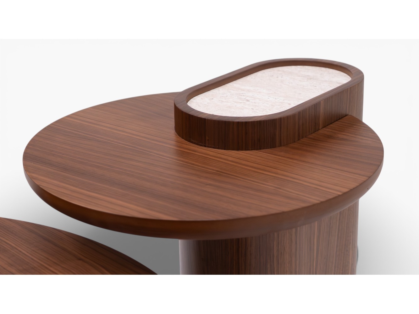 695 - 696 Walnut Travertine Set Of 2