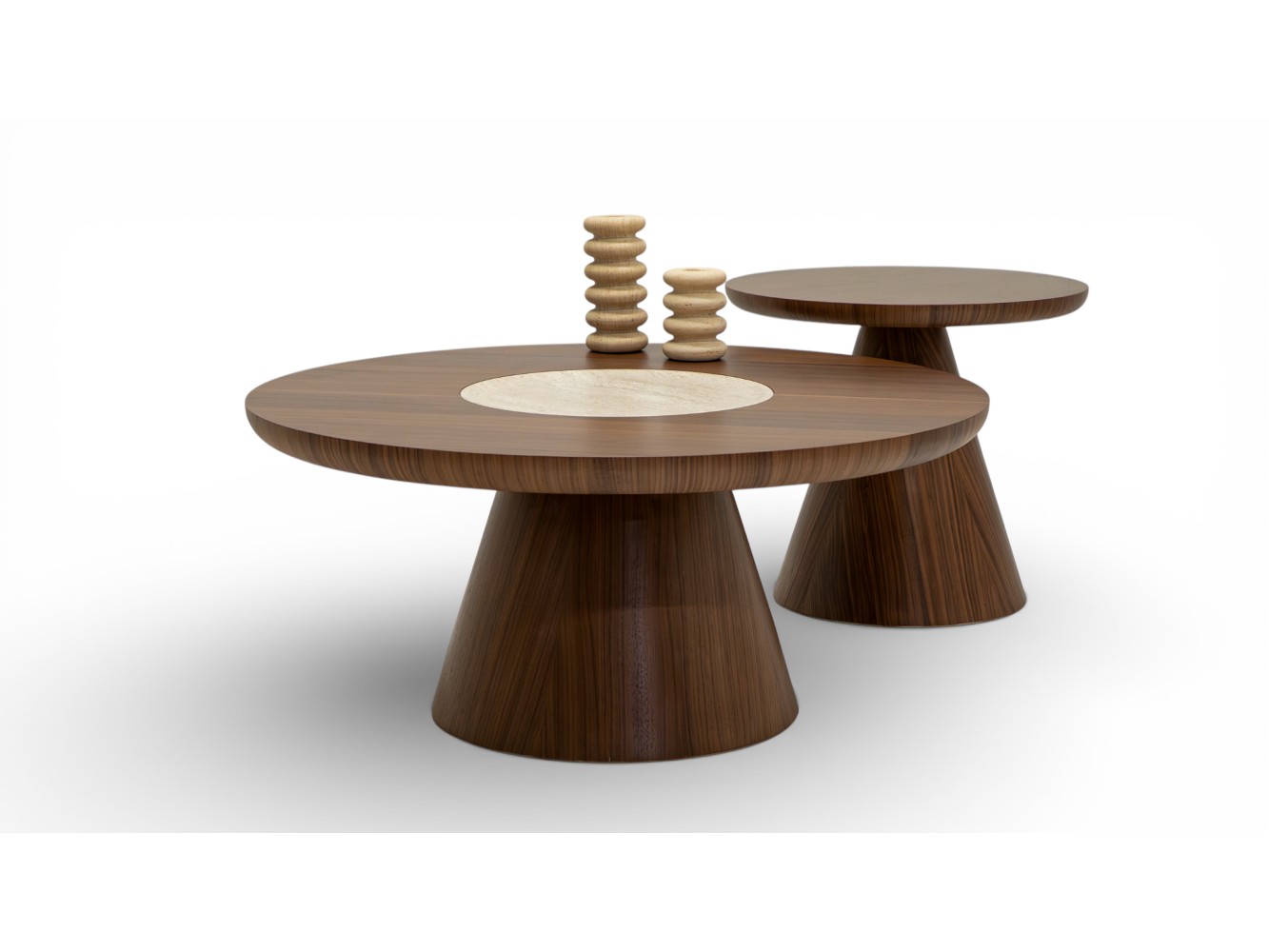 693 - 694 Walnut Travertine Set Of 2