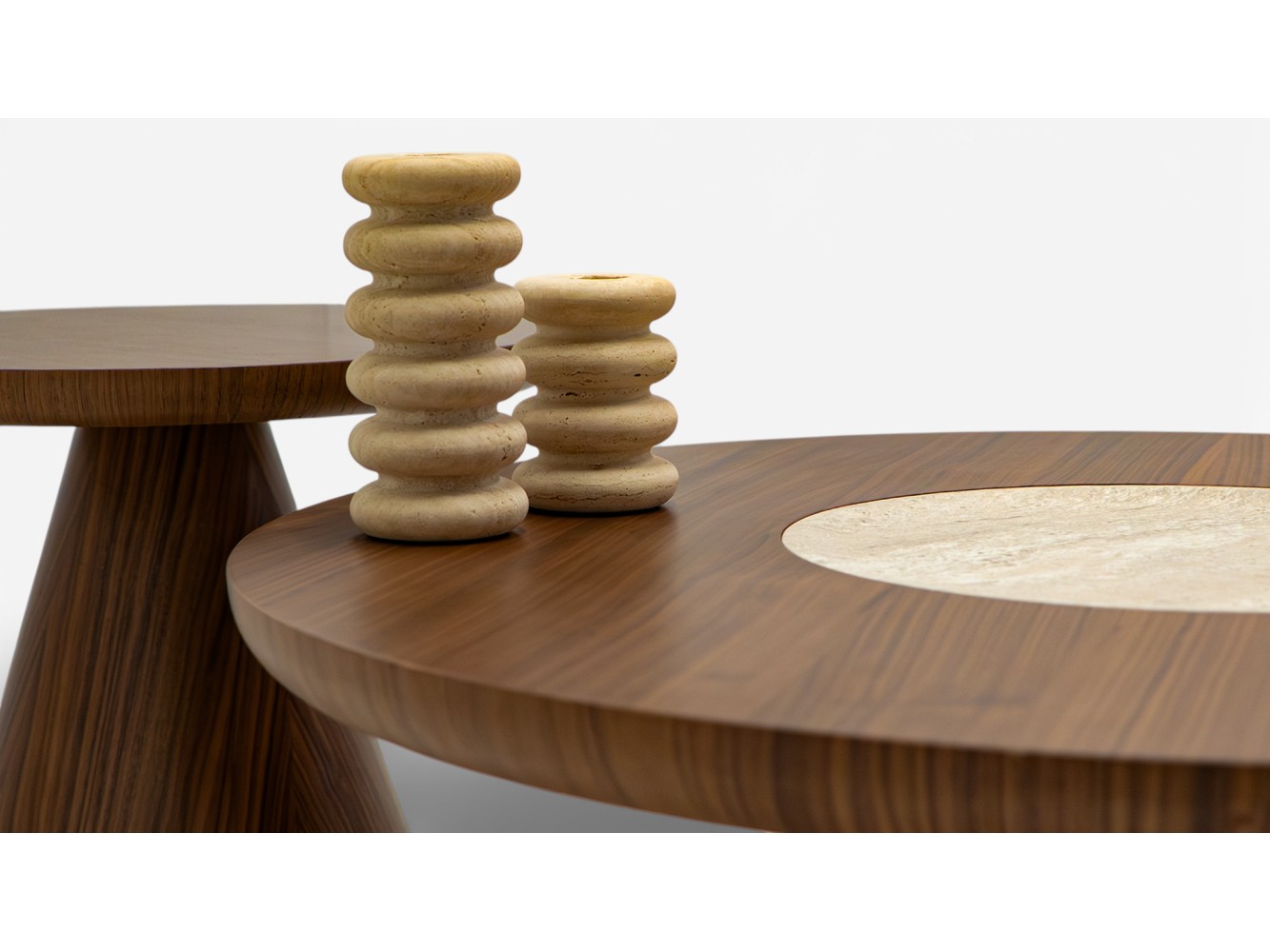 693 - 694 Walnut Travertine Set Of 2