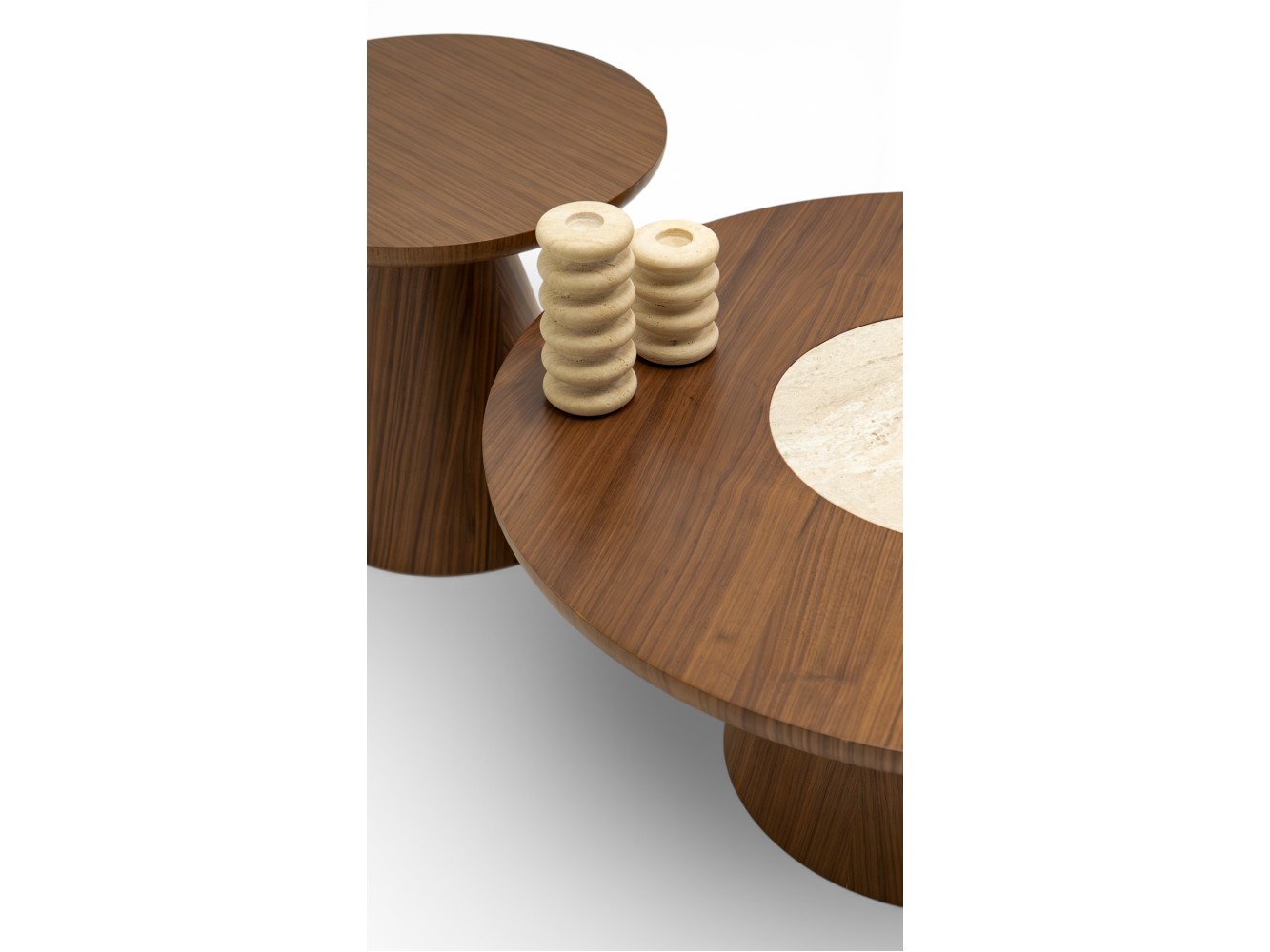 693 - 694 Walnut Travertine Set Of 2