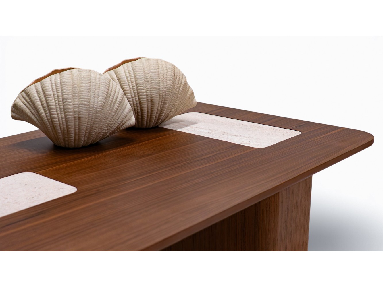 690 - 691 Walnut Travertine Set Of 2