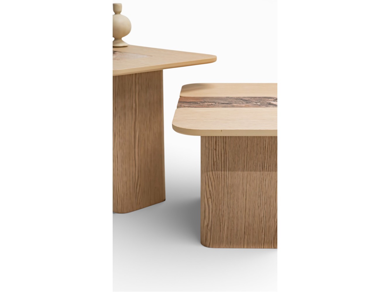 690 - 691 Light Oak Gaia Marble Set Of 2