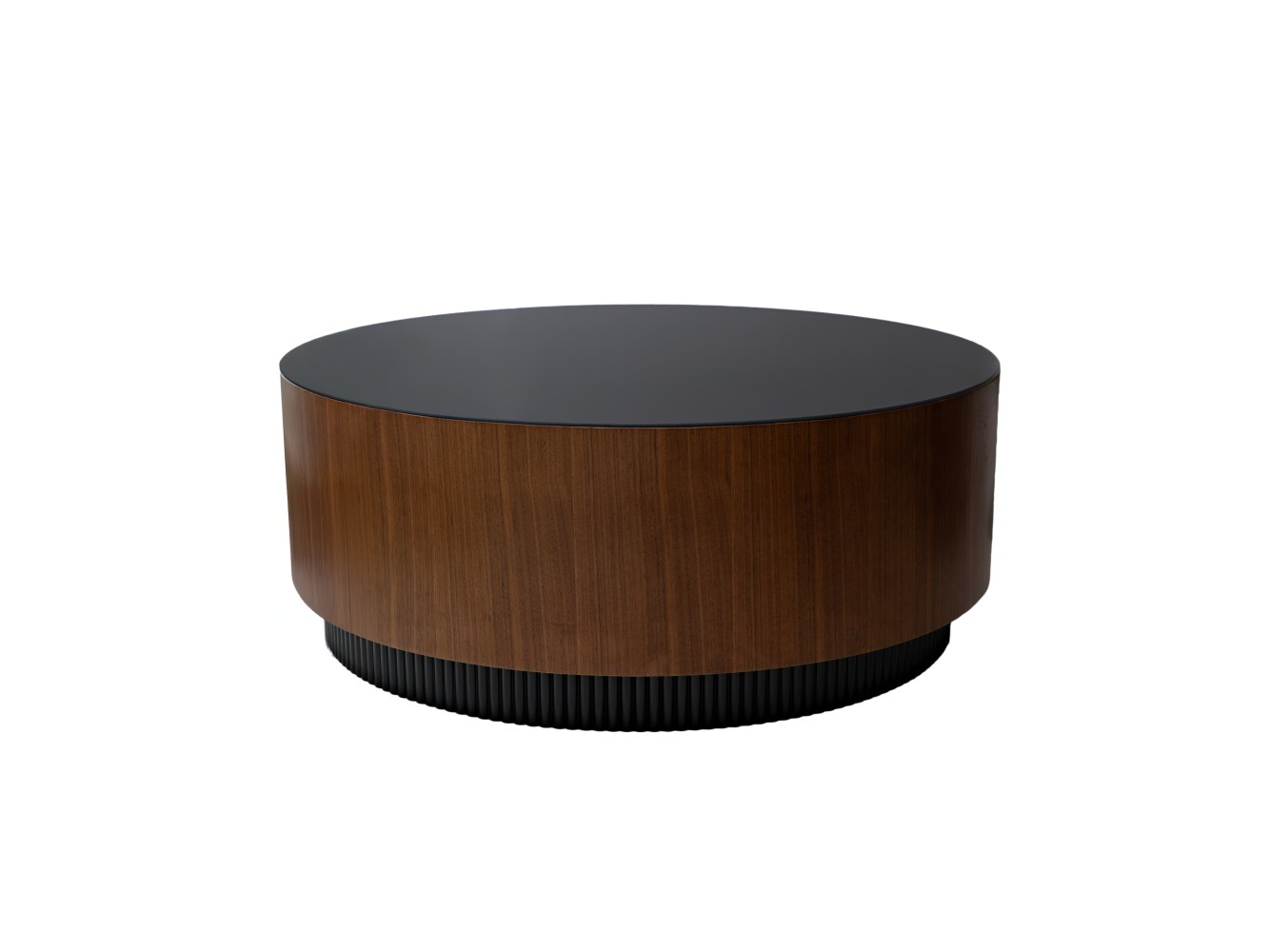 683 - 684 Walnut Black Glass Set Of 2