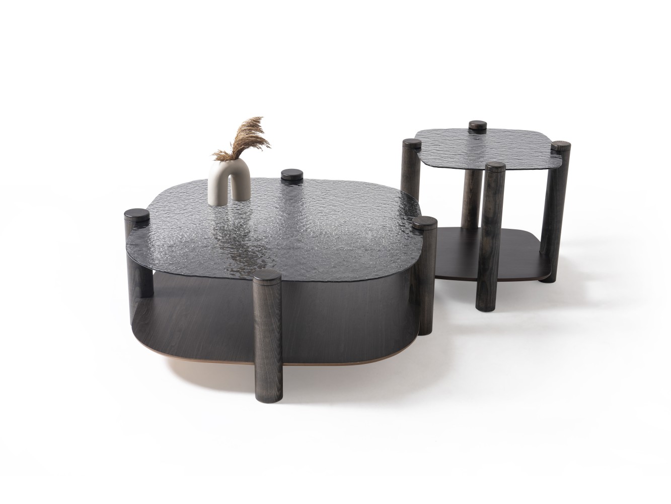 974 - 975 Van Gogh Smoked Fusion Glass Set Of 2