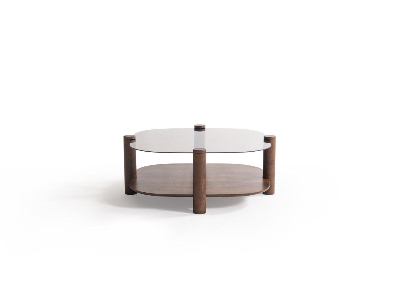 974 - 975 Walnut Bronze Glass Set Of 2