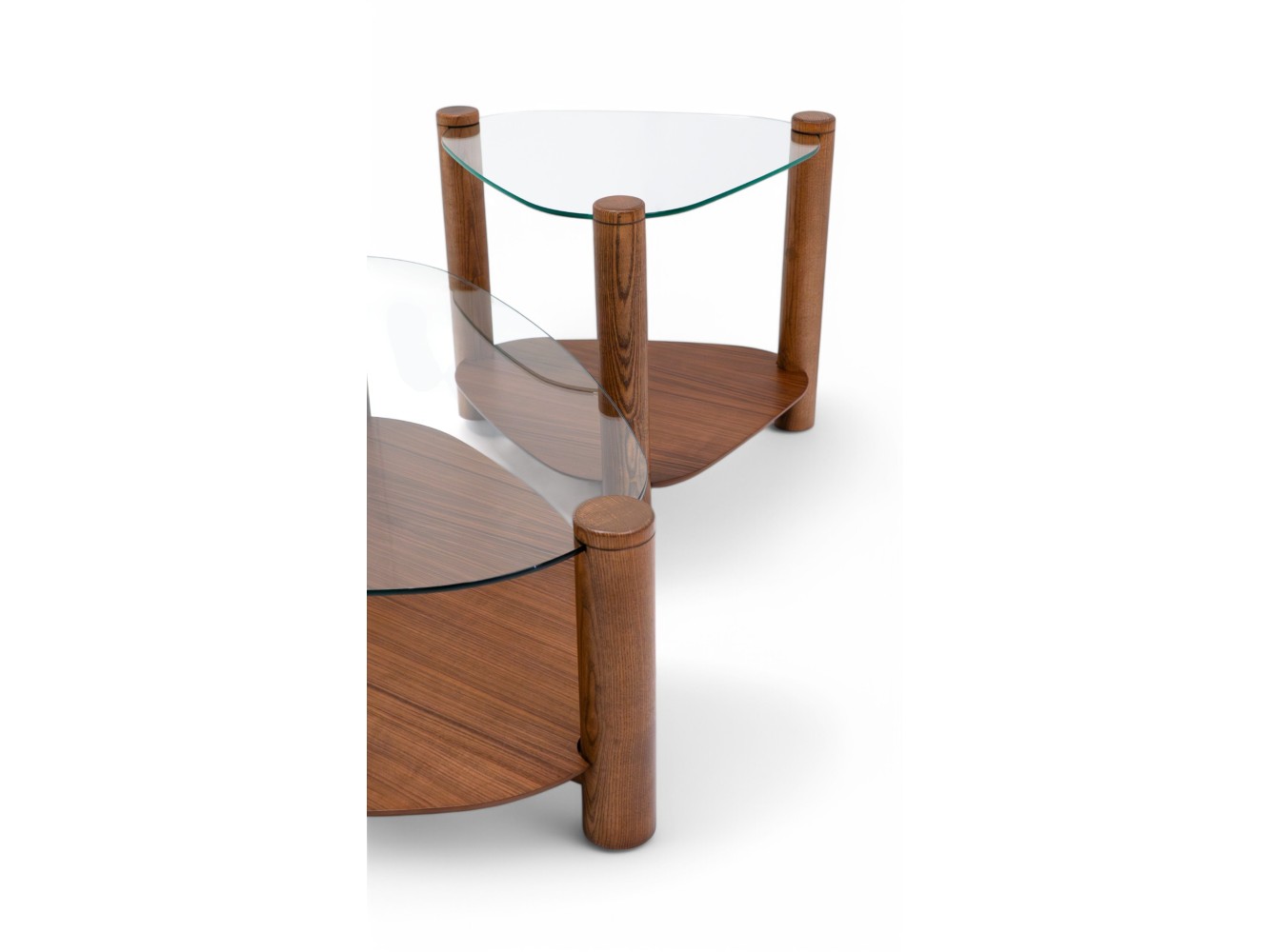 978 - 979 Walnut Clear Glass Set Of 2