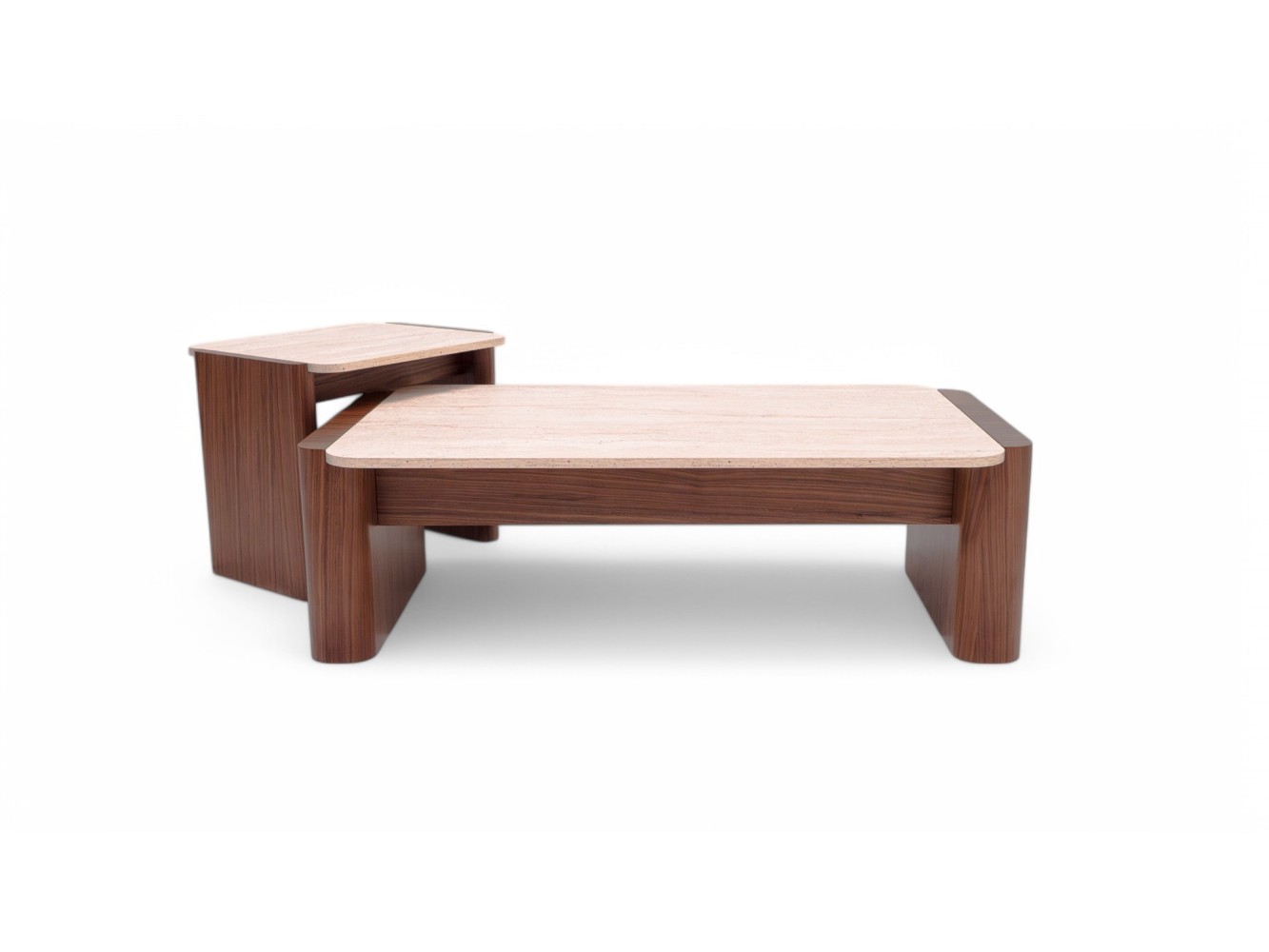 668 - 669 Walnut Travertine Set Of 2