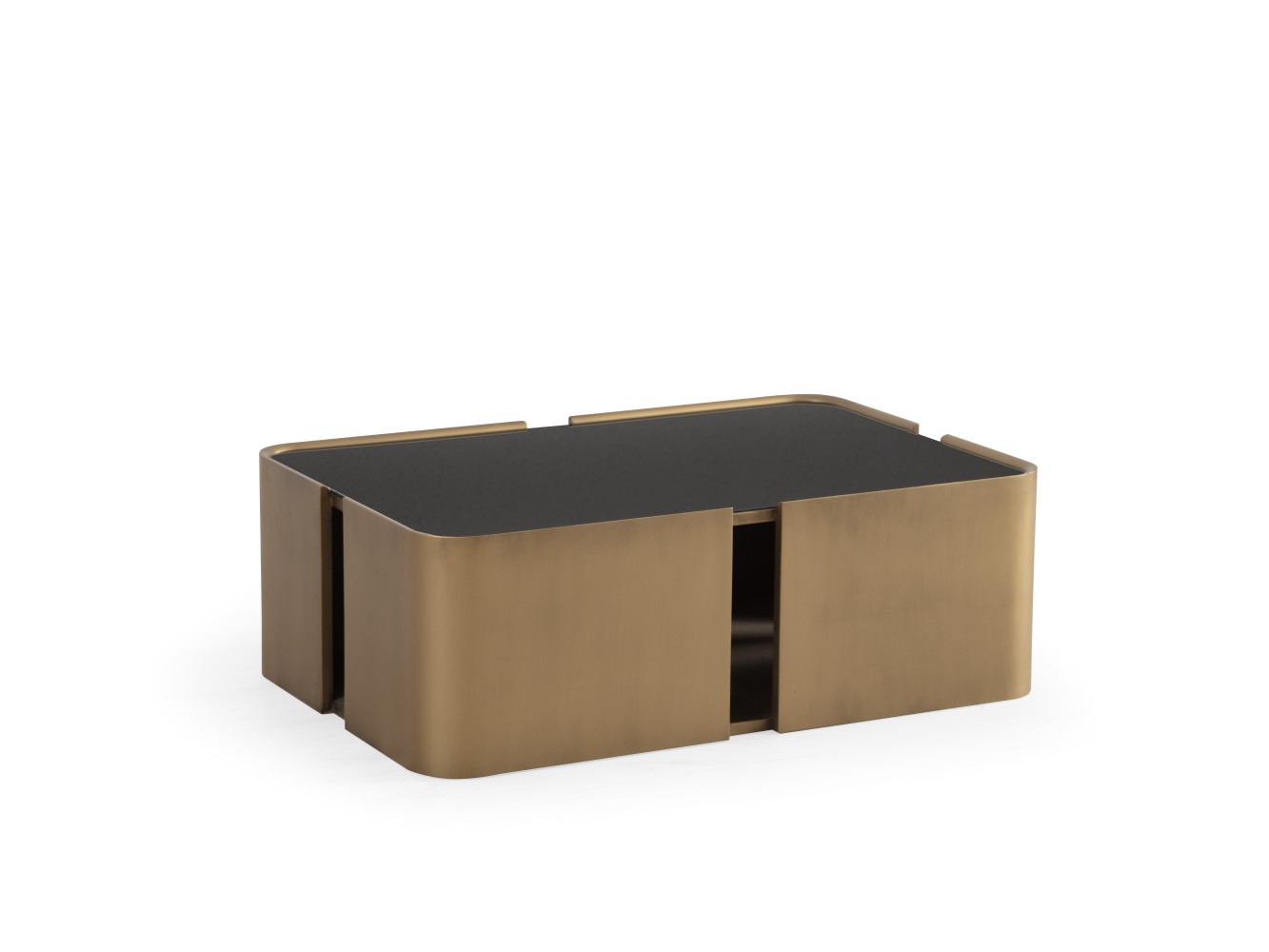 678 Patina Gold Black Glass Set Of 2