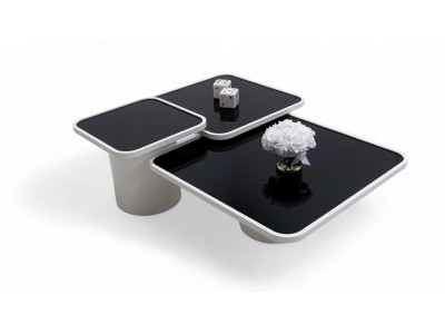 957 Moonstone Black Glass Set Of 3