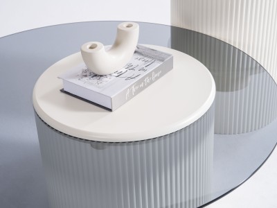 023 - 024 Cream Smoked Glass Set Of 2