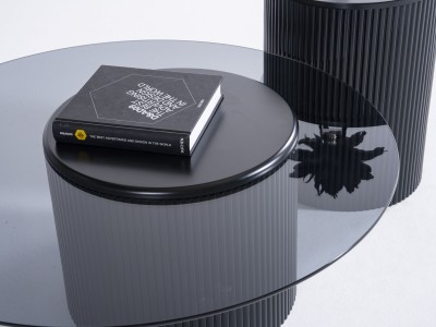 023 - 024 Black Smoked Tempered Glass Set Of 2