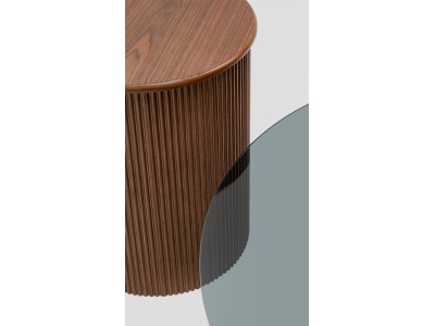 023 - 024 Walnut Smoked Glass Set Of 2