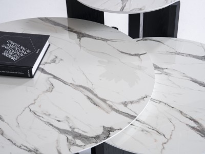720 Black Oak White Marble Set Of 3