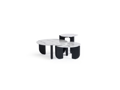 720 Black Oak White Marble Set Of 3