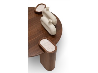 695 - 696 Walnut Travertine Set Of 2