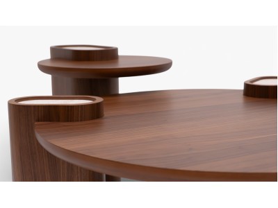 695 - 696 Walnut Travertine Set Of 2