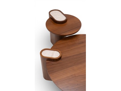 695 - 696 Walnut Travertine Set Of 2