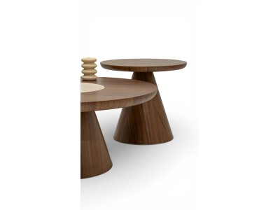 693 - 694 Walnut Travertine Set Of 2