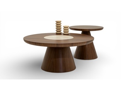 693 - 694 Walnut Travertine Set Of 2