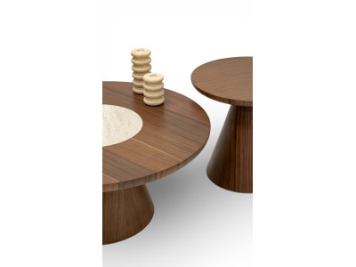 693 - 694 Walnut Travertine Set Of 2