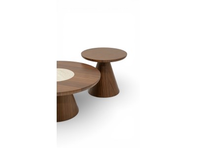 693 - 694 Walnut Travertine Set Of 2