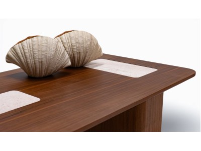 690 - 691 Walnut Travertine Set Of 2