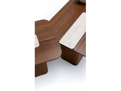 690 - 691 Walnut Travertine Set Of 2
