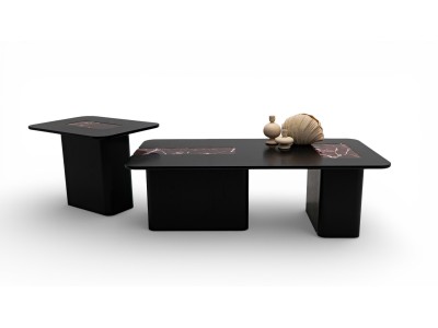 690 - 691 Black Oak Cherry Marble Set Of 2