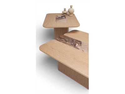 690 - 691 Light Oak Gaia Marble Set Of 2