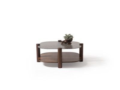 974 - 975 Walnut Bronze Fusion Glass Set Of 2