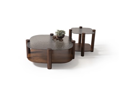 974 - 975 Walnut Bronze Fusion Glass Set Of 2