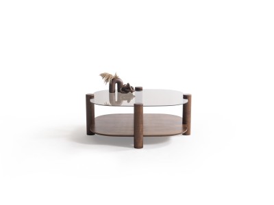 974 - 975 Walnut Bronze Glass Set Of 2