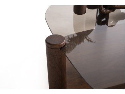 974 - 975 Walnut Bronze Glass Set Of 2