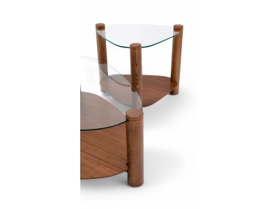 978 - 979 Walnut Clear Glass Set Of 2