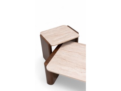 668 - 669 Walnut Travertine Set Of 2