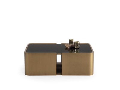 678 Patina Gold Black Glass Set Of 2