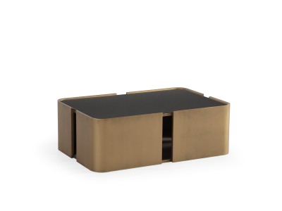 678 Patina Gold Black Glass Set Of 2