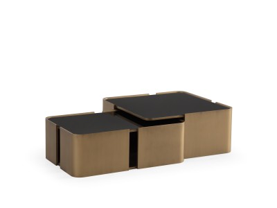 678 Patina Gold Black Glass Set Of 2